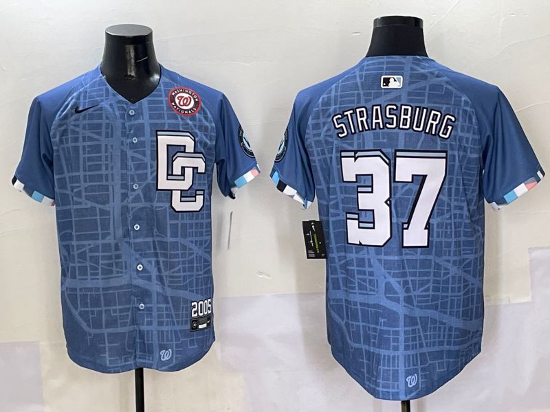 Men Washington Nationals #37 Strasburg Blue Joint Name 2025 Nike MLB Jersey style 6